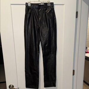 Abercrombie & Fitch Black Straight Leather Leg Pants